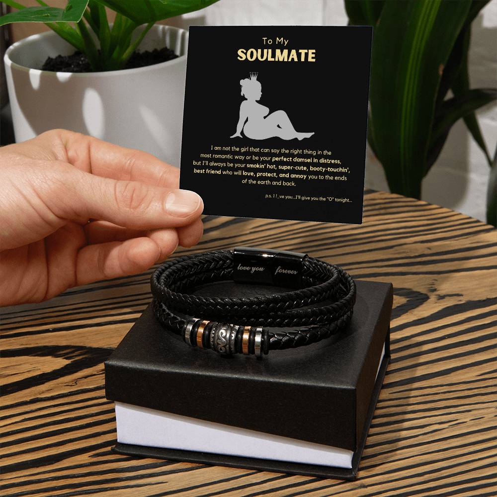 Funny Soulmate Gift with Leather Bracelet, Perfect Gift for Father's Day, Valentine's Day, Birthday or Christmas