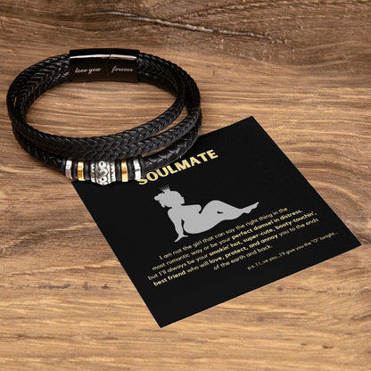Funny Soulmate Gift with Leather Bracelet, Perfect Gift for Father's Day, Valentine's Day, Birthday or Christmas
