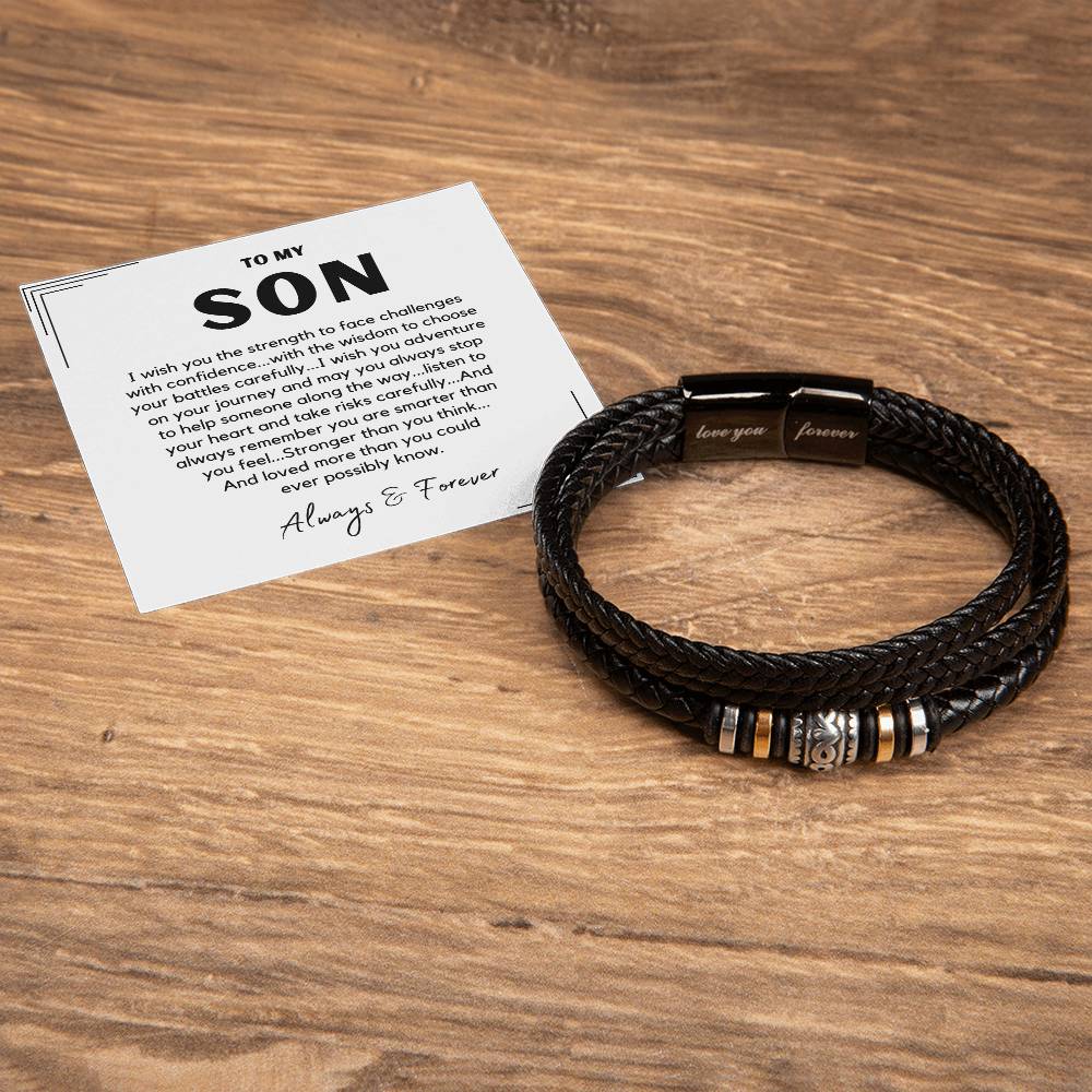 To My Son, Loved More Than You Know Leather Wrist Band, Perfect for Graduation, Birthday or Christmas