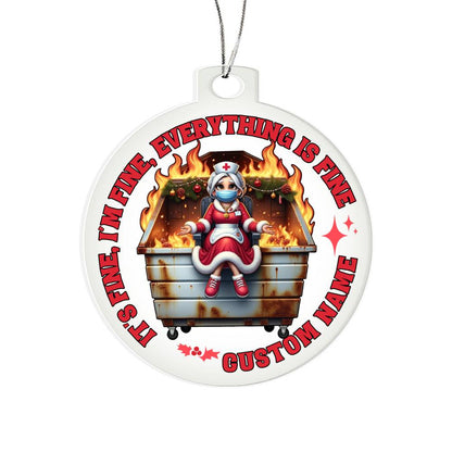Personalized Dumpster Fire Ornament for Nurses - Perfect Hilarious Nurse Dumpster Fire Gift for The Christmas Tree