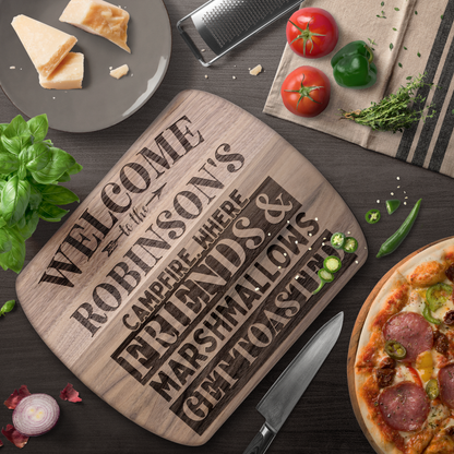 Personalized Camping Hardwood Oval Cutting Board