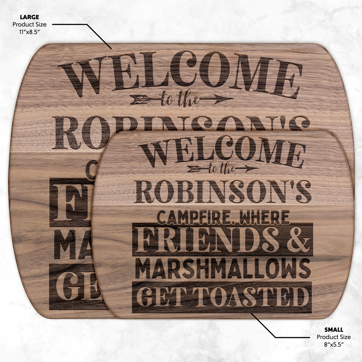 Personalized Camping Hardwood Oval Cutting Board