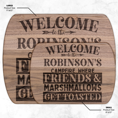 Personalized Camping Hardwood Oval Cutting Board