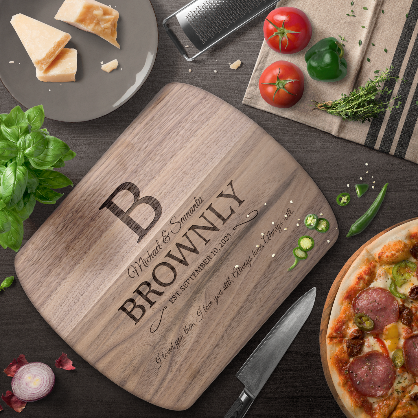 Personalized "I love you still" Hardwood Oval Cutting Board