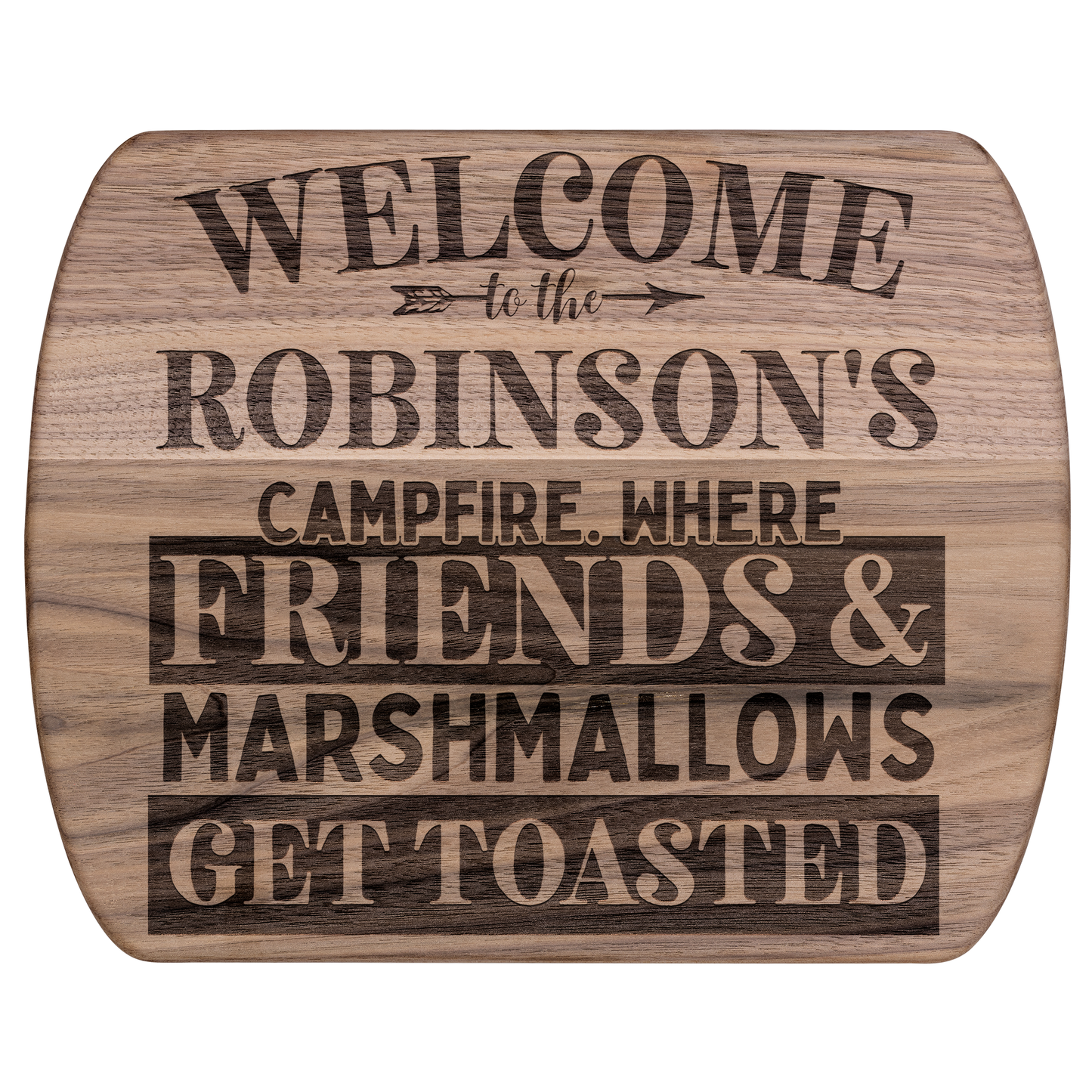 Personalized Camping Hardwood Oval Cutting Board