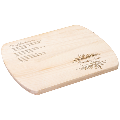 Engraved Granddaughter Gift – “Always in Your Heart” Hardwood Cutting Board