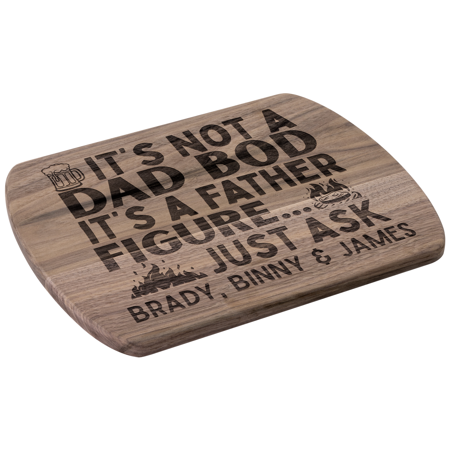 Custom Father Figure Hardwood Oval Cutting Board