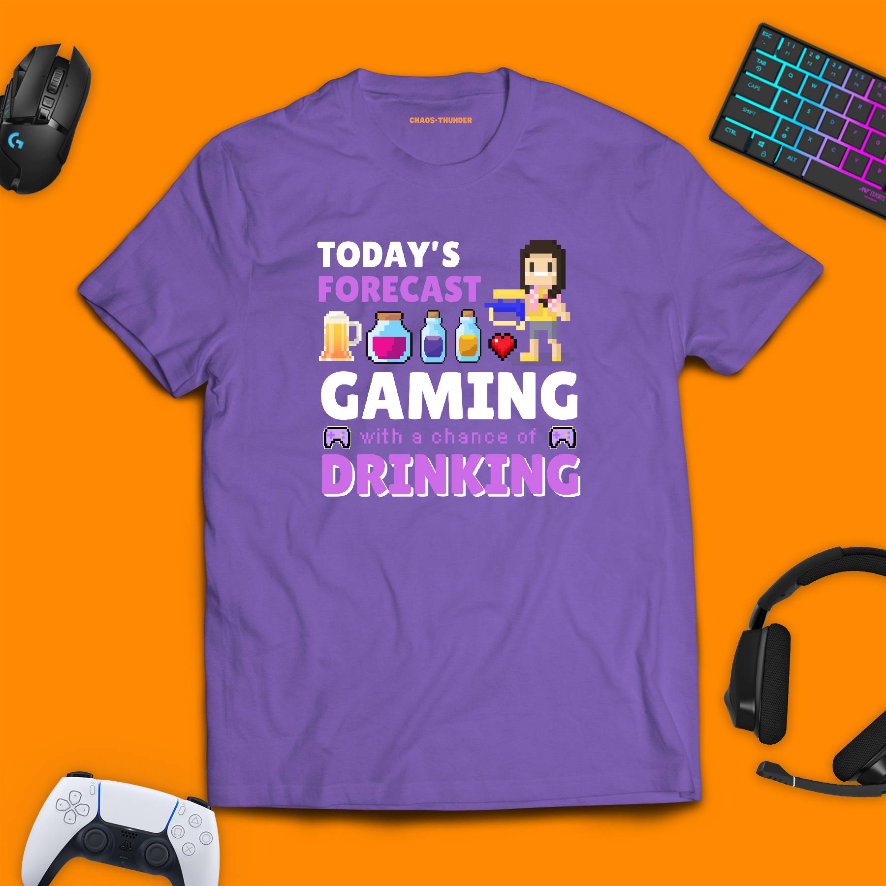 Today's Forecast, Gaming With A Chance Of Drinking T - Shirt - chaosandthunder