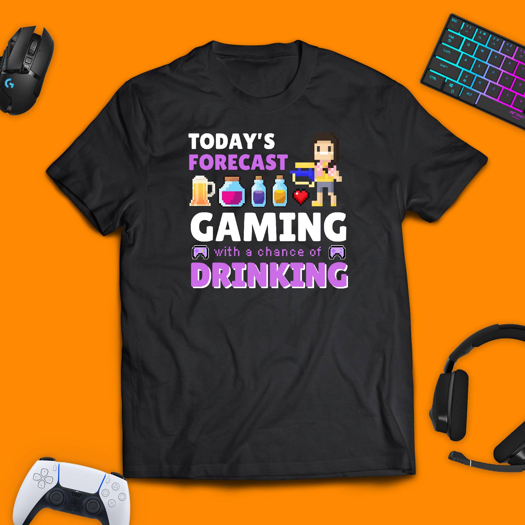 Today's Forecast, Gaming With A Chance Of Drinking T - Shirt - chaosandthunder