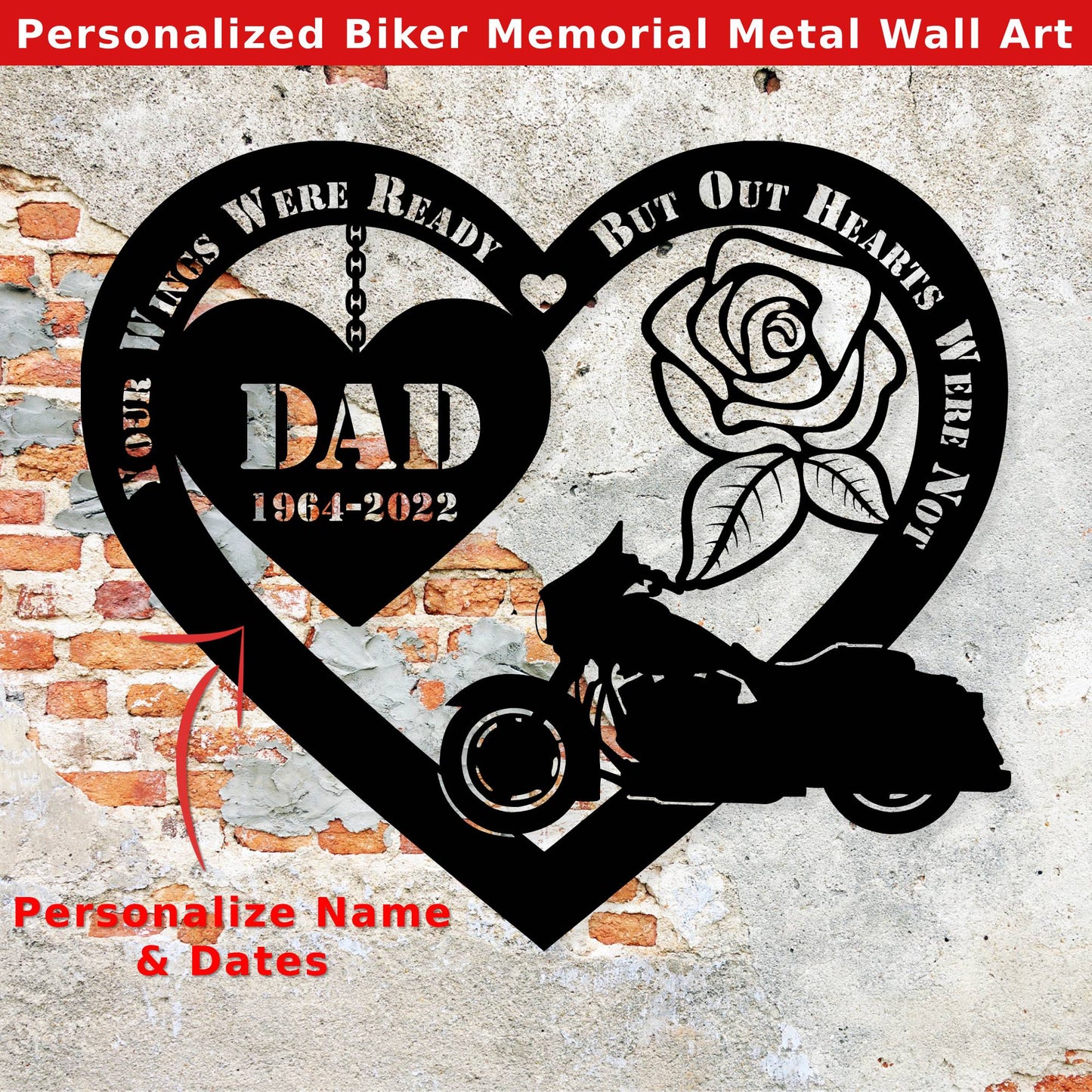 PERSONALIZED Biker Memorial Metal Wall Art