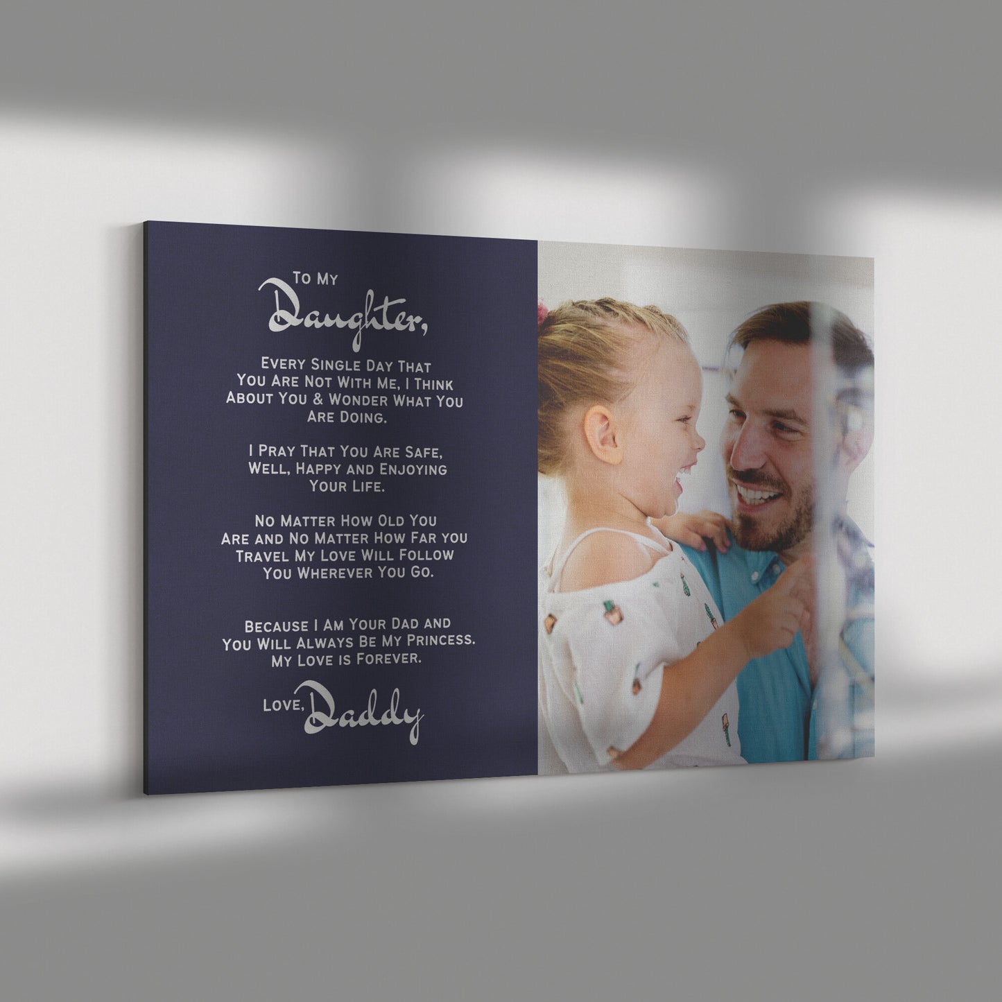 Personalized Daddy/Daughter, My Love Will Follow Canvas Wall Art
