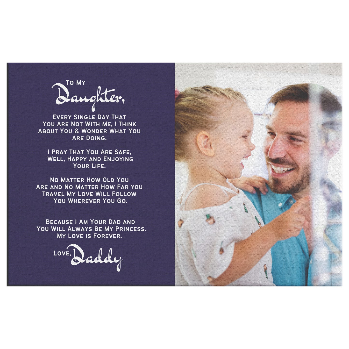 Personalized Daddy/Daughter, My Love Will Follow Canvas Wall Art