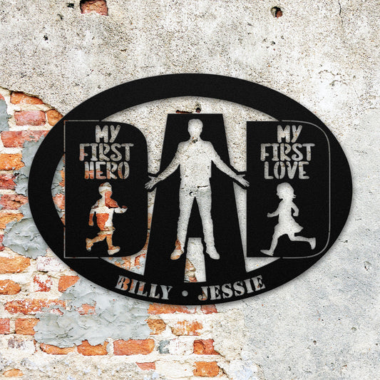 Personalized Dad Metal Wall Art | Father's Day Wall Art | Boy + Girl