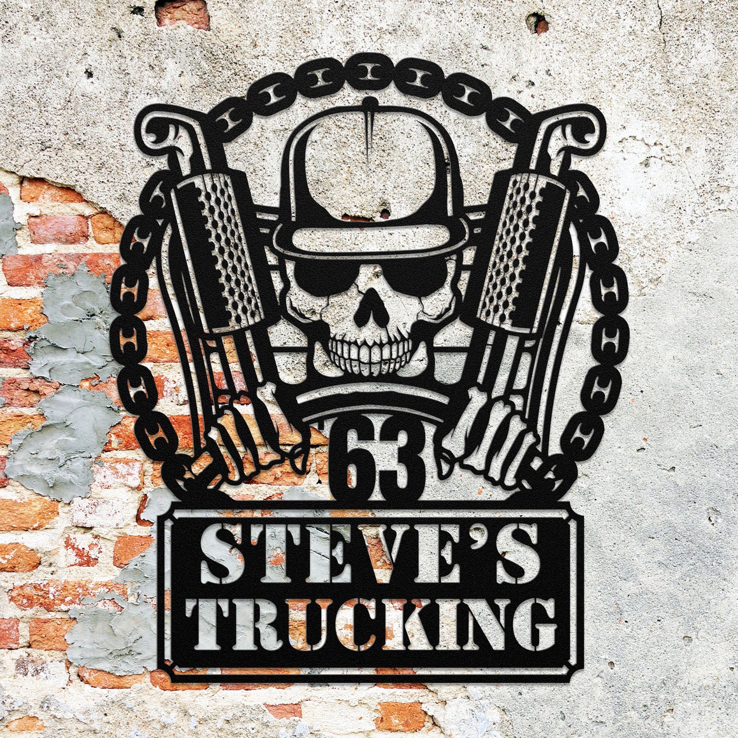 Personalized Skull Trucker Metal Wall Art