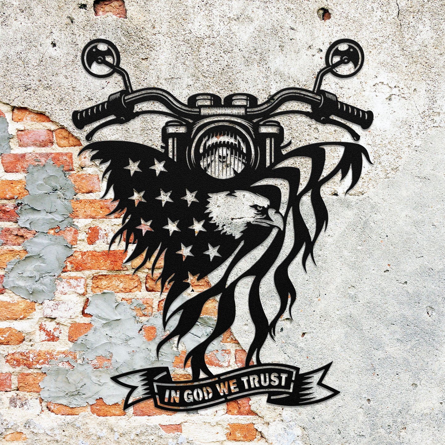 In God We Trust Harley Eagle Metal Wall Art