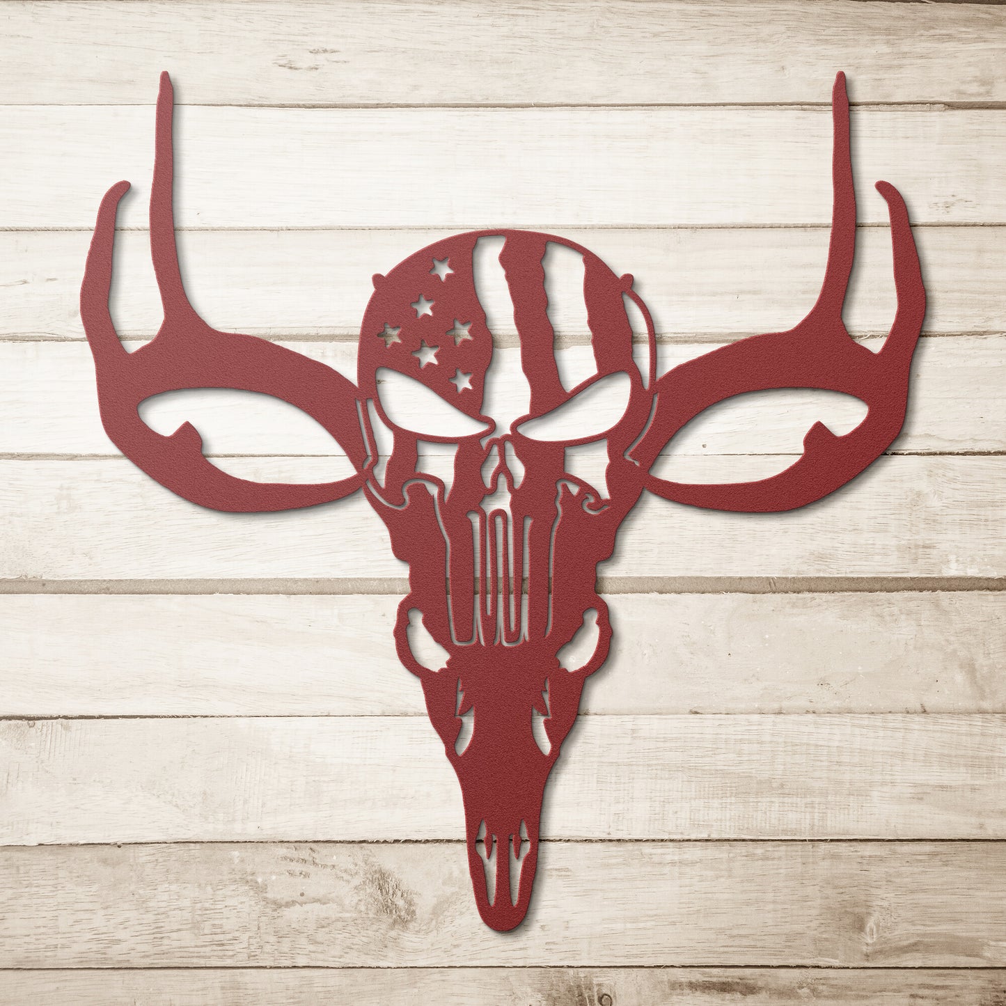 Patriot Deer Skull Wall Art - Metal