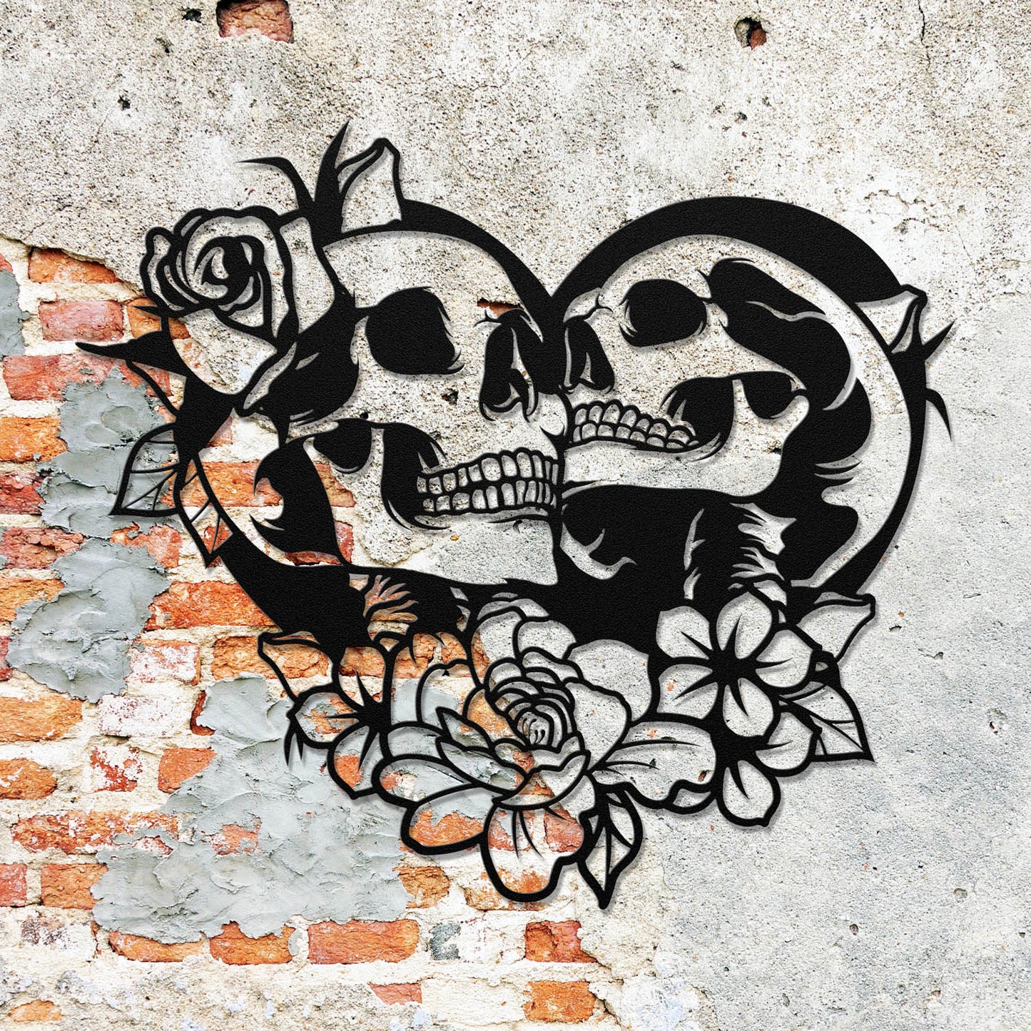 Skull Couple Metal Wall Art