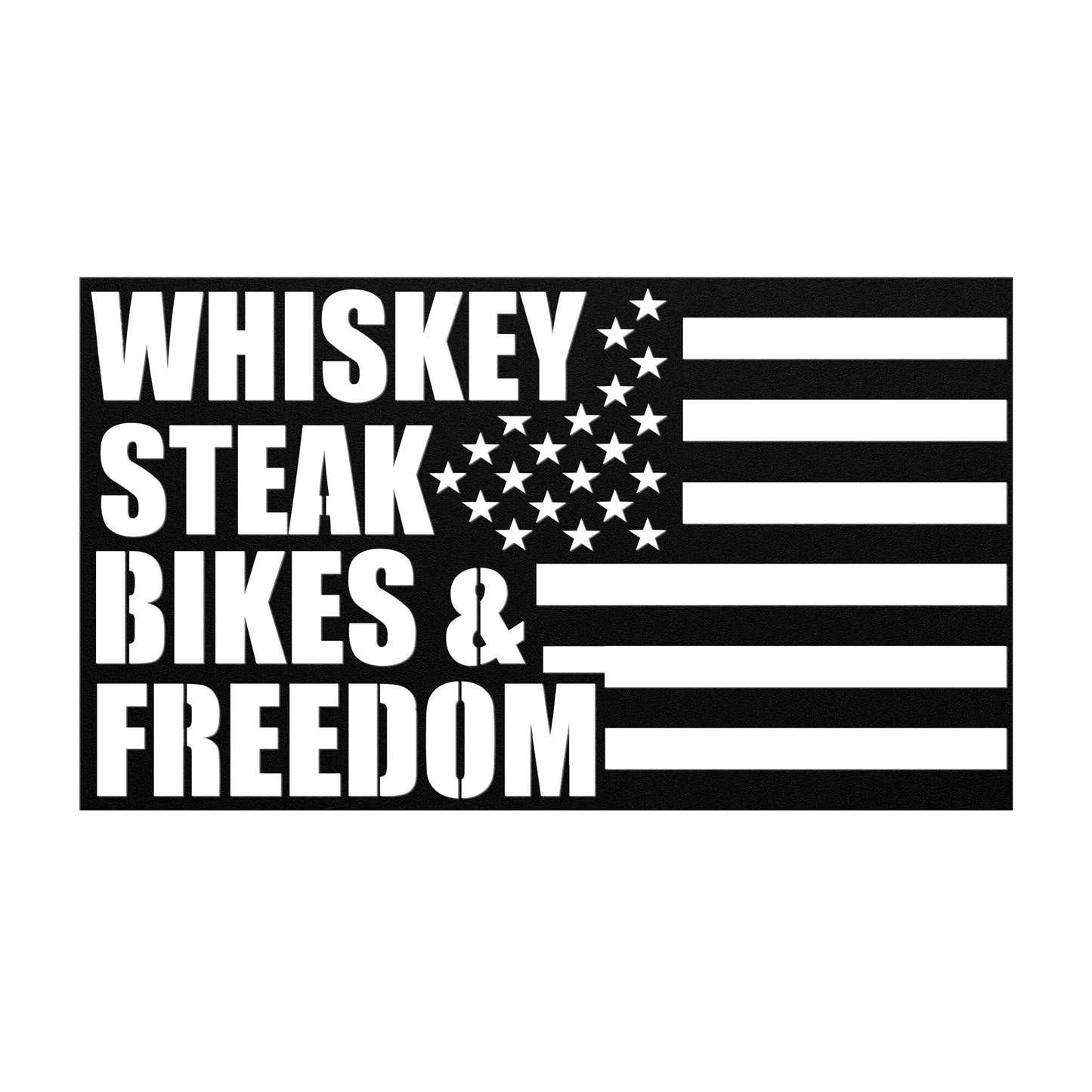 Whiskey, Steaks, Bikes & Freedom Metal Wall Art