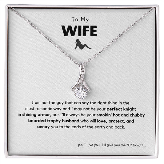 To My Wife, Trophy Husband | Hilarious Necklace with Message Card