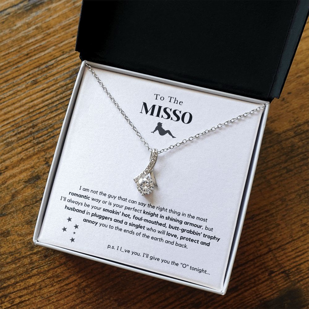To The Misso, Trophy Husband Hilarious Message Card Necklace 🦘| Ships FREE Worldwide