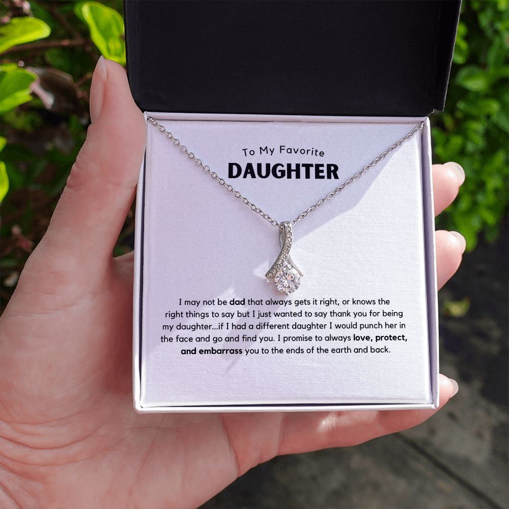 To My Fav Daughter, Love, Protect, Embarrass Alluring Beauty Necklace | Ships FAST & FREE From the USA🇺🇸