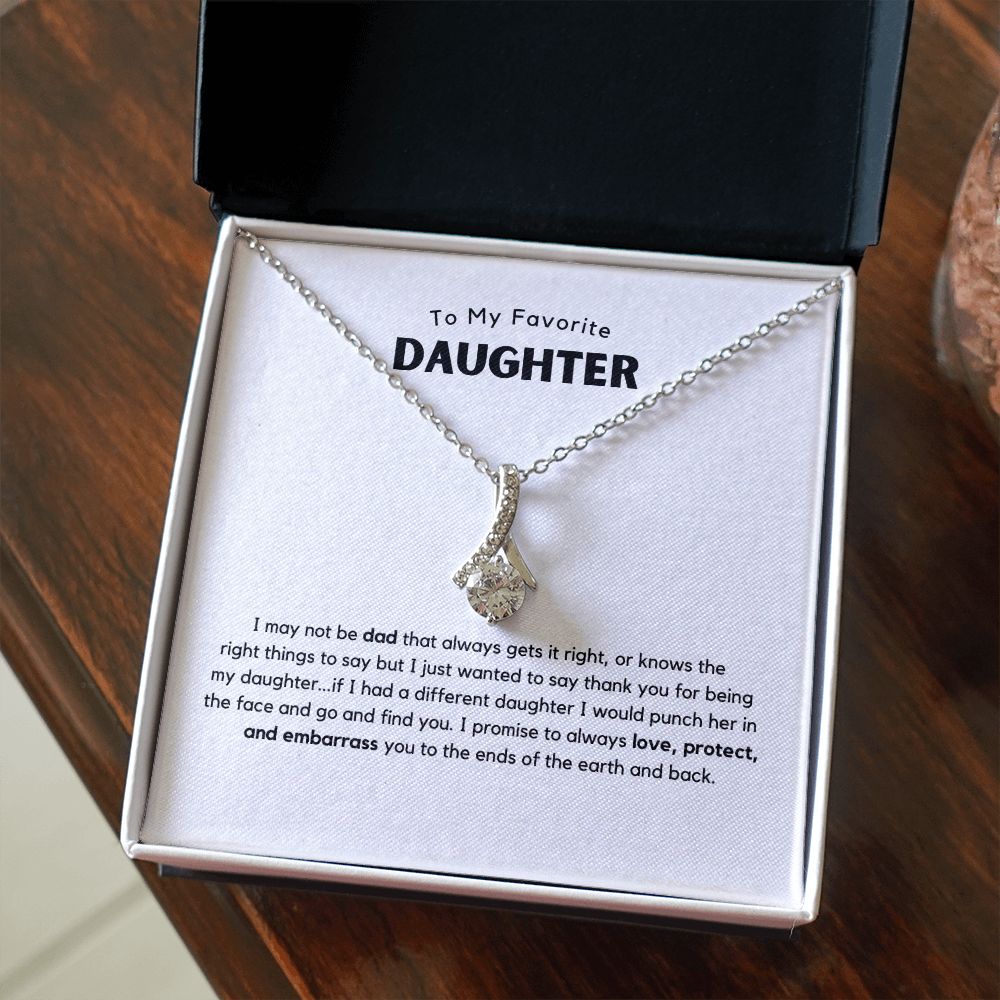 To My Fav Daughter, Love, Protect, Embarrass Alluring Beauty Necklace | Ships FAST & FREE From the USA🇺🇸