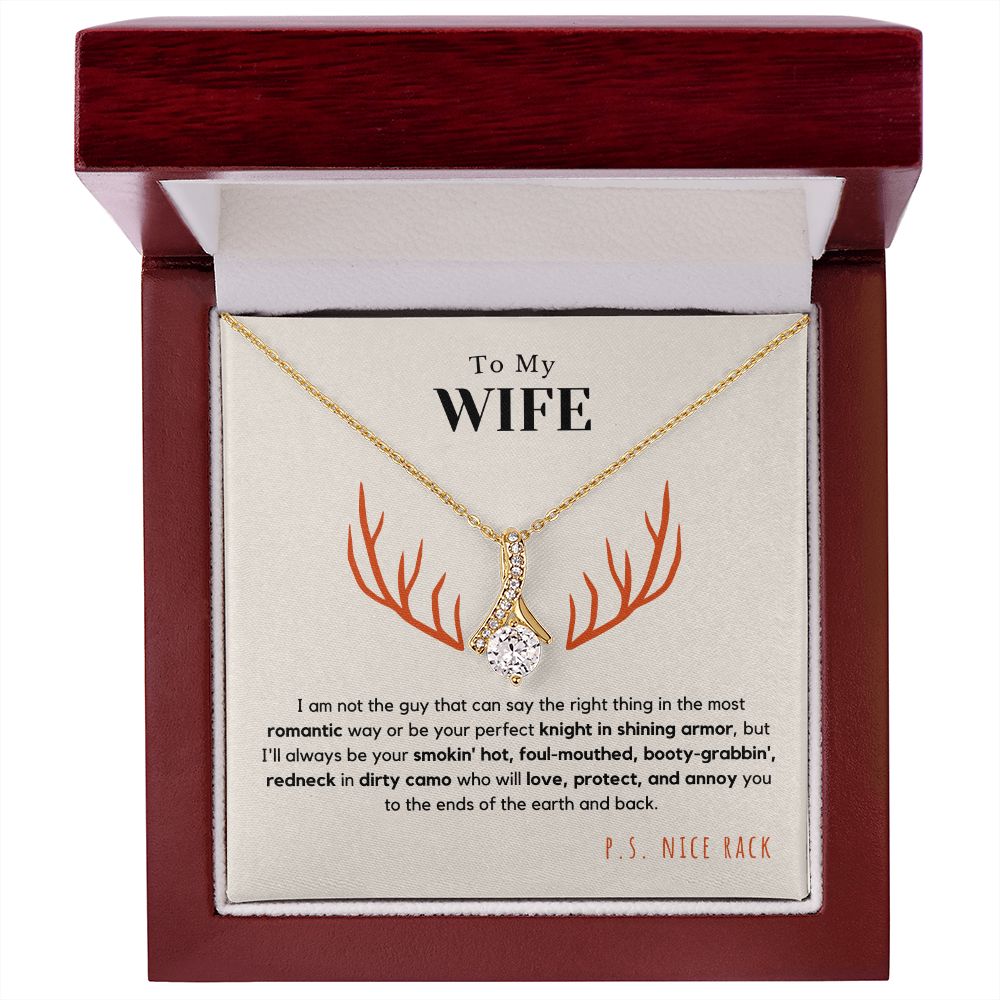 To My Wife, Smokin' Hot Redneck | Stunning Necklace with Message Card | Ships FAST & FREE From the USA 🇺🇸