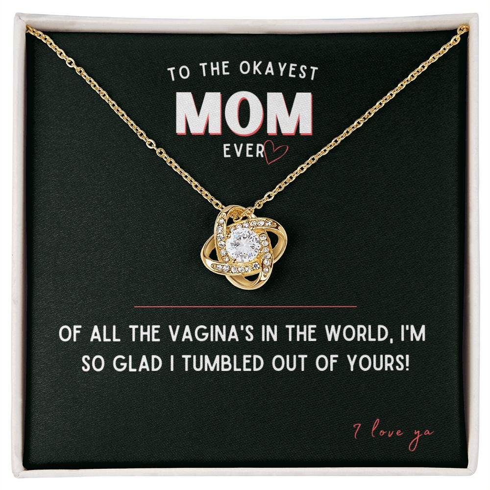 To the Okayest Mom Ever Funny Gift Card with Necklace for Mother's Day or Birthday