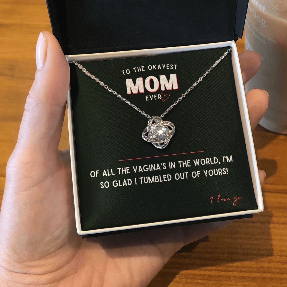To the Okayest Mom Ever Funny Gift Card with Necklace for Mother's Day or Birthday