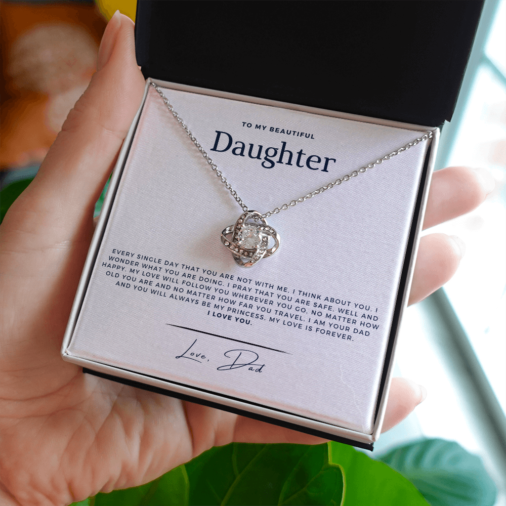 To My Daughter - I Pray - From, Dad - Stunning Love Knot Necklace
