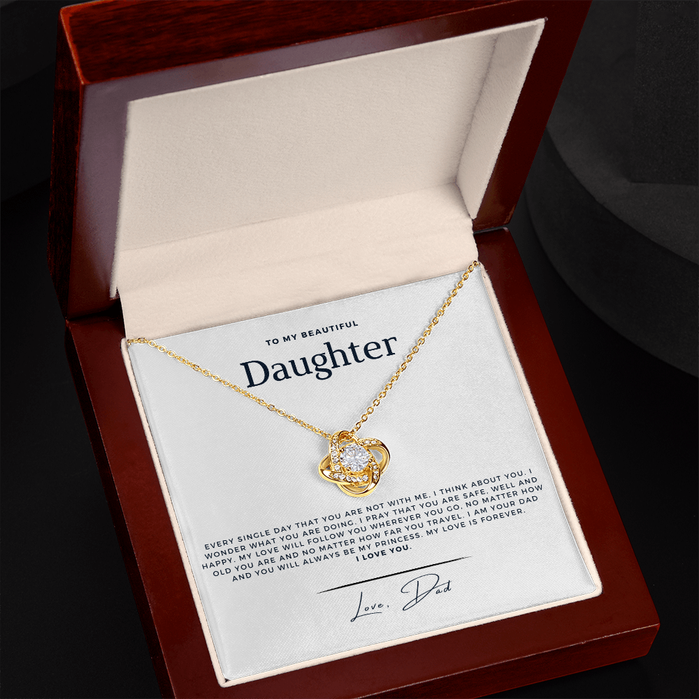 To My Daughter - I Pray - From, Dad - Stunning Love Knot Necklace
