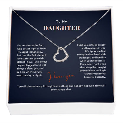 To My Daughter - My Beautiful Butterfly - Delicate Heart Necklace