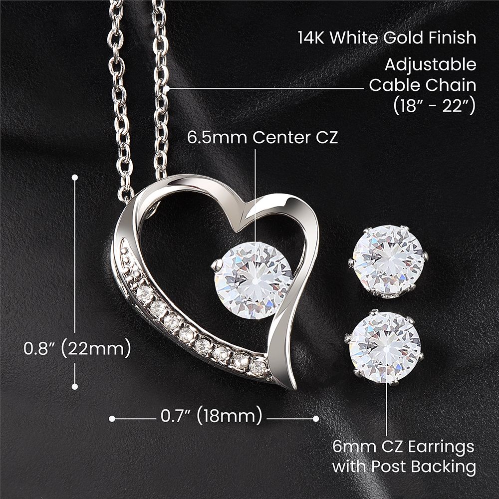 Funny To My Mom Perfect Child White Gold Finish with Cubic Zirconia Earring Set and Necklace Gift From Daughter or Son…
