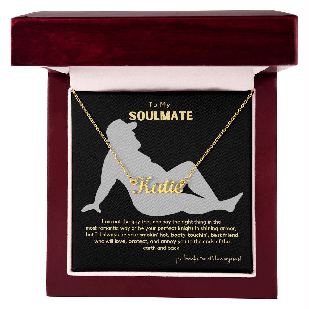 Personalized Funny Soulmate Necklace for Girlfriend or Wife Simple Font
